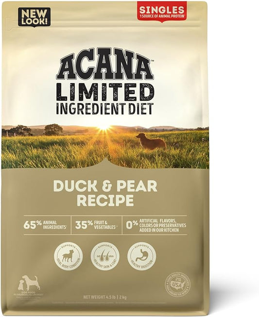 ACANA Singles Limited Ingredient Grain Free High Protein Dry Dog Food Duck & Pear Recipe 4.5lb Bag
