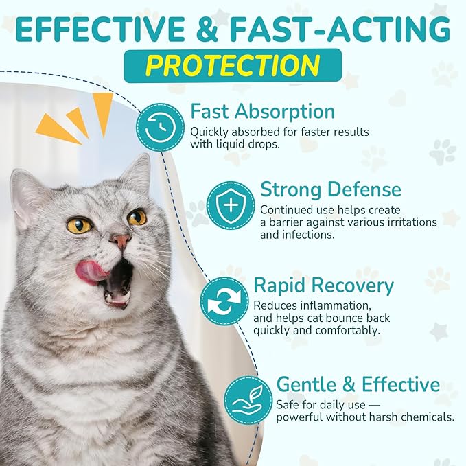 Woyamay Antibiotics for Cats, Natural Antibiotic for Allergy Relief, Urinary Tract Health, Itch Relief & Digestion Care, Cat Allergy Relief for Cats, Cat Immune Support Supplement, 2 Fl Oz