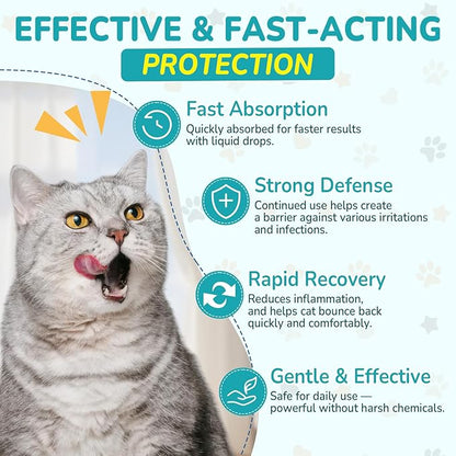 Woyamay Antibiotics for Cats, Natural Antibiotic for Allergy Relief, Urinary Tract Health, Itch Relief & Digestion Care, Cat Allergy Relief for Cats, Cat Immune Support Supplement, 2 Fl Oz
