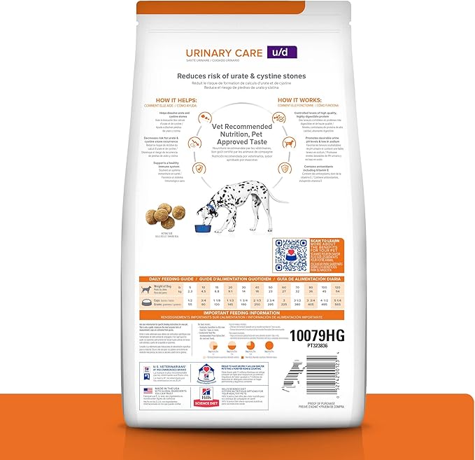Hill's Prescription Diet u/d Urinary Care Dry Dog Food, Chicken, 8.5 lb. Bag