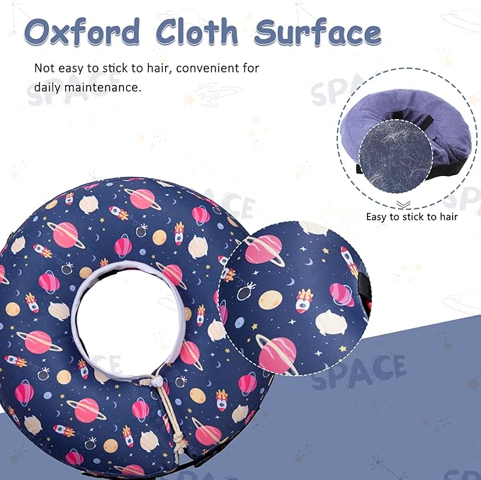 Inflatable Dog Cone Collar,Waterproof Soft Dog Donut Cone for Large Medium Small Dogs Cats, Recovery Pet E-Collar Alternatives After Surgery (Planet, Small)
