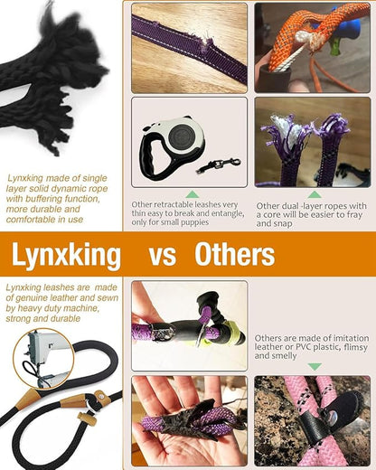 lynxking Dog Leash Slip Lead 5 6 8 FT Dog Training Leash Strong Heavy Duty Braided No Pull Training Lead for Small Medium Large Dogs