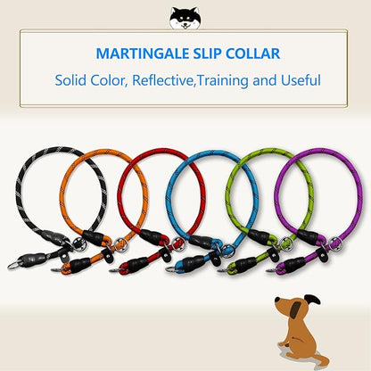 Reflective Slip Collar, Dog Choker, Nylon Training Collar With Slidable Stopper No Pull Martingale for Small Medium Large Dogs, Red, M
