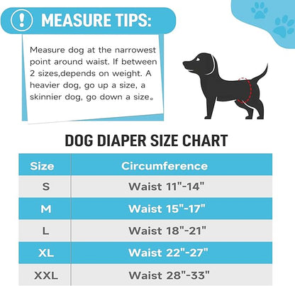 Tuiskusa Dog Diapers - High Absorbing Belly Bands for Dogs (Washable, Reusable 5 Pack)
