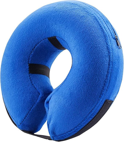 Protective Inflatable Collar for Dogs and Cats - Soft Pet Recovery Collar Does Not Block Vision E-Collar, Soft Protective Cone for Dogs After Surgery (Blue, [Neck:15"-19"] Large)