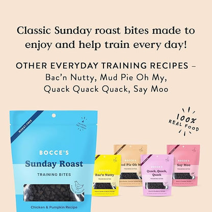 Bocce's Bakery Sunday Roast Training Treats for Dogs – Natural, Low-Calorie, Wheat-Free Training Bites Made with Real Ingredients and Baked in The USA – Chicken & Pumpkin Recipe (2 Pack Bundle)