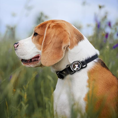 Waterproof Airtag Dog Collar Holder, Silicone & ABS Airtag Holder for Dog & Cat Collars, Ultra-Durable, Lightweight and Protective Airtag Case (Black&Rose-1, Regular)