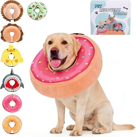 KOOLTAIL Inflatable Dog Cone Collar, Soft Donut E Collar for Dogs After Surgery to Stop Licking Enhanced Alternative, Blow Up Pet Neck Pillow Recovery Adjustable Cone for Dog Cat,Upgrade Size,Donut XL
