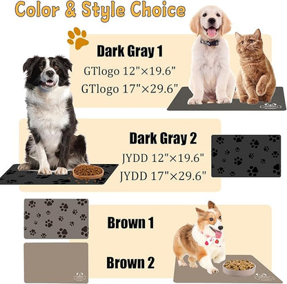 18"×30" Dark Grey Absorbent Dog Mat for Food and Water Bowl- Quick Dry Durable Feeding Mat for Dog and Cat Easy Cleaning Pet Supplies for Messy Pets