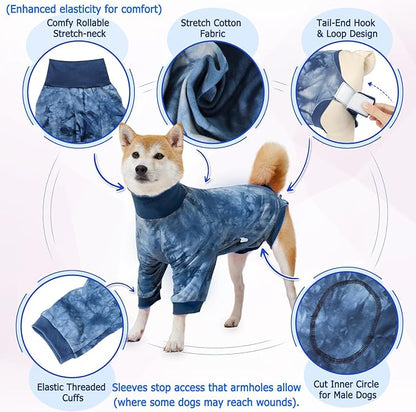 Lukovee Recovery Suit for Dogs - Soft Onesie Dog Surgery Suit for Female Male Dogs, Breathable Surgical Recovery Suit Prevent Licking Spay Recovery Suit Dog E-Collar & Cone Alternative(2XL,Blue)