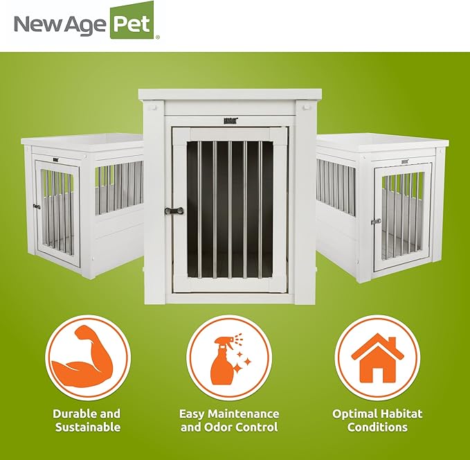 New Age Pet ecoFLEX Pet Crate/End Table, Medium, Antique White, Model:EHHC404M