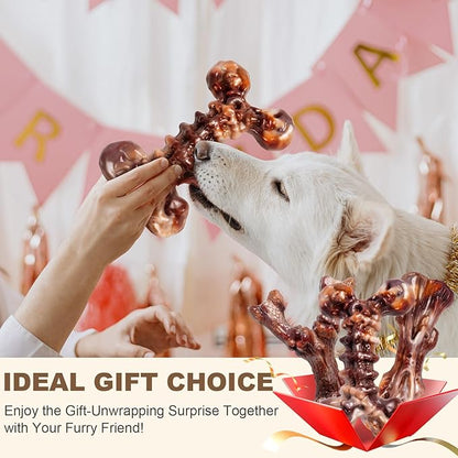 Kseroo Indestructible Dog Toys for Aggressive Chewers 6-Pack: Bacon Flavored Dog Chew Toys, Tough Dog Toys for Medium & Large Dogs (20-90lbs), Heavy Duty Nylon Dog Bone Toys to Keep Them Busy, Brown