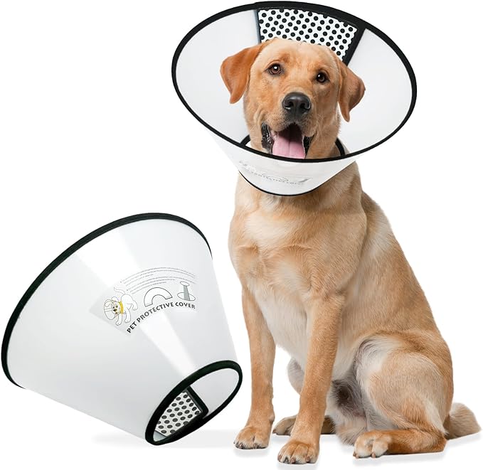 Dog Cone Collar for Surgery Recovery, Adjustable Soft Elizabethan Collar, Anti-Lick Protective Neck E-Collar for Dogs S