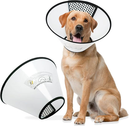 Dog Cone Collar for Surgery Recovery, Adjustable Soft Elizabethan Collar, Anti-Lick Protective Neck E-Collar for Dogs M