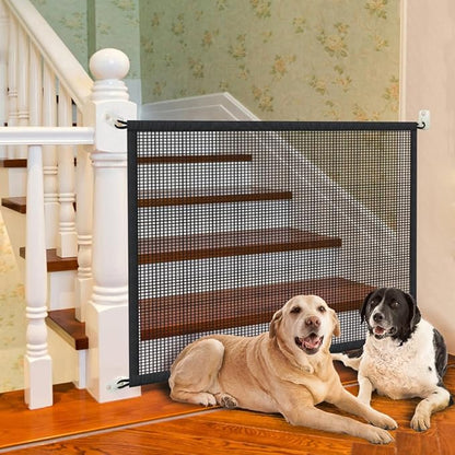 Dog Gate for Stairs Pet Gates for The House: Dogs Screen Mesh Gate for Doorways Stairways Indoor 29 inches Tall, 41 inch Wide, Fits Openings 36'' to 39'' Wide