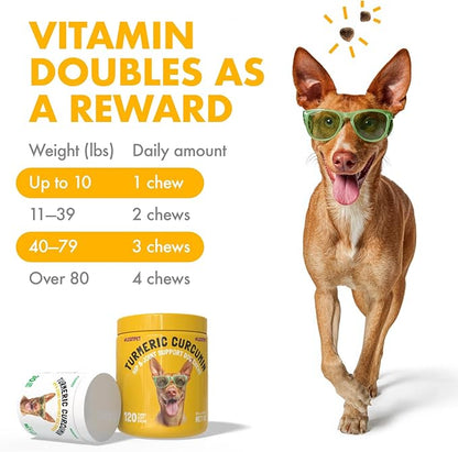 LEGITPET Turmeric Curcumin Hip & Joint Supplement for Dogs – Supports Mobility, Comfort & Overall Wellness – with Collagen & BioPerine – 30 Chews