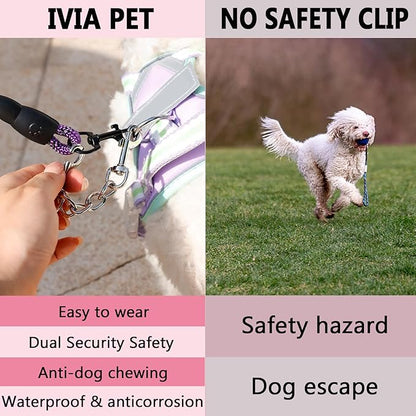 2 PCS Dog Collar Metal Safety Clip, Harness Collar Leash Chain Connector, Heavy Duty Double End Spring Backup Buckle Clasp, Escape-Proof Safety Accessory (Small, Silver)