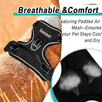 BARKBAY Dog Harness No Pull Mesh for Large Dogs - Adjustable, Reflective, Comfortable, No Choke, Heavy-Duty - Perfect for Outdoor Training, Walking, and Hiking - Strong & Durablee - XL & Black Mesh