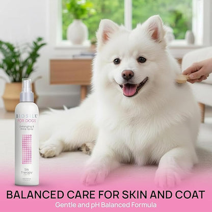 BioSilk for Dogs Detangling Spray with Shine Support, Lightweight Leave in Grooming Mist That Helps Smooth Coats, Detangle, and Add Shine Without Buildup, 8 Fl Oz - 6 Pack