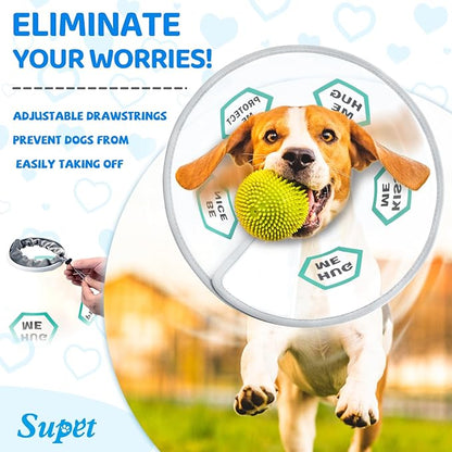 Supet Dog Cone Collar After Surgery to Stop Licking: Adjustable Recovery Elizabeth Collar Alternative for Large Medium Small Dogs, Plastic Pet Head Neck Cone (2XL)