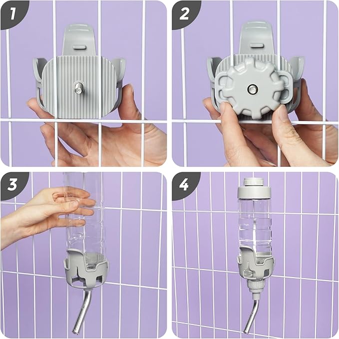 Vannon Dog Water Dispenser for Cage, 20oz Auto Feeding Crate Water Bottle for Dogs, Cats & Rabbits, Pet Nozzle Diameter: 12mm, BPA Free, Grey
