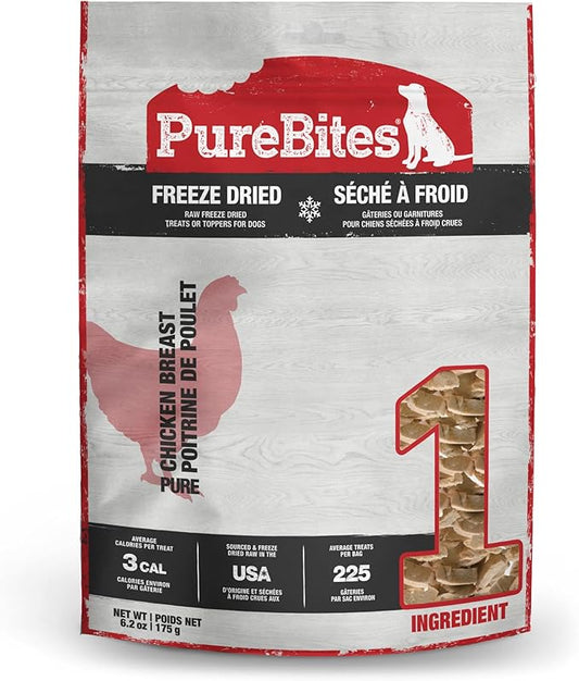 PureBites Chicken Breast Freeze Dried Dog Treats, 1 Ingredient, Made in USA, 6.2oz