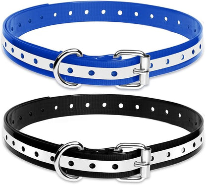 PaiPaitek Shock Collar Replacement Strap 2-Pack - Compatible with Jugbow, Garmin, Patpet | 3/4 Inch Adjustable TPU Collar for Dogs | Waterproof & Reflective Design for Training, Walking