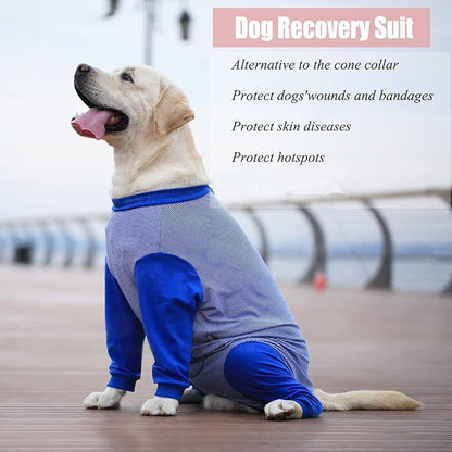 Yeapeeto Dog Onesie Surgery Recovery Suit for Large Medium Bodysuit Dogs Pajamas PJS Full Body for Shedding, Prevent Licking, Wound Protection, Cone Alternative (X-Large, Blue)