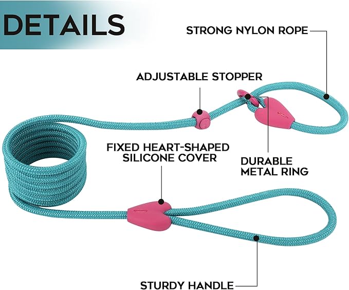 Slip Lead No Pull Dog Leash Slip Leads for Dogs Puppy Leash 6FT Slip Leash for Dogs Dog Lead with 6 Colors Strong Nylon Dog Training Leash Dog Leash (Green)