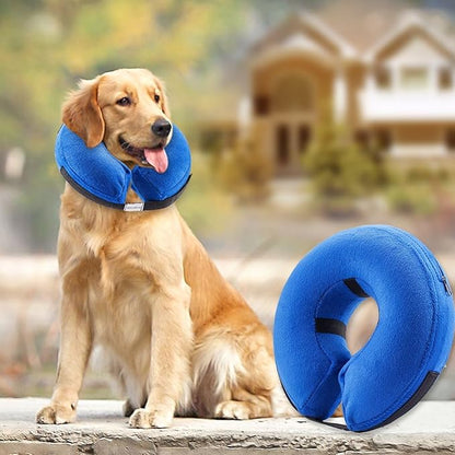 Inflatable Dog Cone Collar Soft Dog Recovery Collar Adjustable Pet Neck Protector After Surgery to Prevent Biting Licking