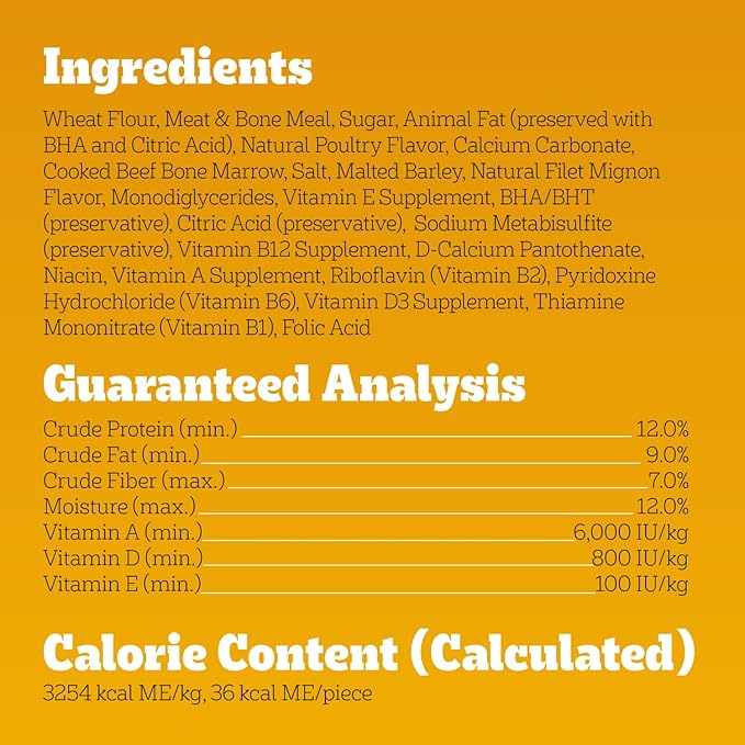 Pedigree Dry Dog Treats MarroBone, Real Beef Flavor, Bone Marrow Dog Treats, 1.5 lb. Bag (Pack of 8)