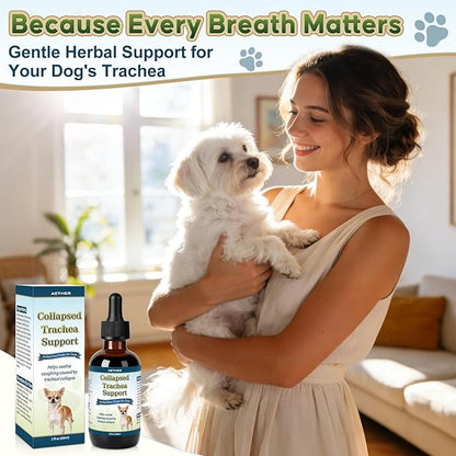 Collapsed Trachea Support for Dogs, Support Tracheal & Respiratory Health, Trachea Cough Elixir, Airway & Throat Comfort Drops for Small Breeds, Dogs Dry Hacking Cough Relief, Herbal Formula 2 fl oz