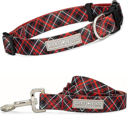 Lucky Love Dog - Easy Click Buckle Dog Collar with Leash Set Combo, Durable & Comfortable for Male & Female Dogs, Pet Collar for Small Dogs, Secure Fit - Heywood Combo, Small
