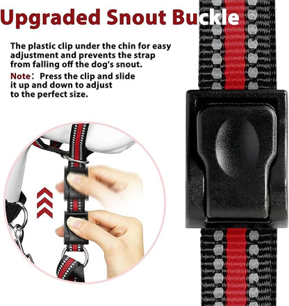 BARKLESS Soft Dog Head Collar, Patented Padded No Pull Head Halter, Training Nose Leash with Safety Link for Medium Large Dogs, Adjustable Muzzle Leash, Easy Control for Walking (M, Red)