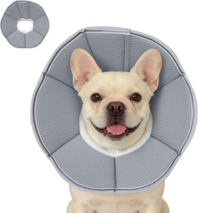 MAXFUT Dog Cone Collar,Soft Cone for Dogs to Stop Licking After Surgery,Non Inflatable Dog Donut Cone (Grey, M)