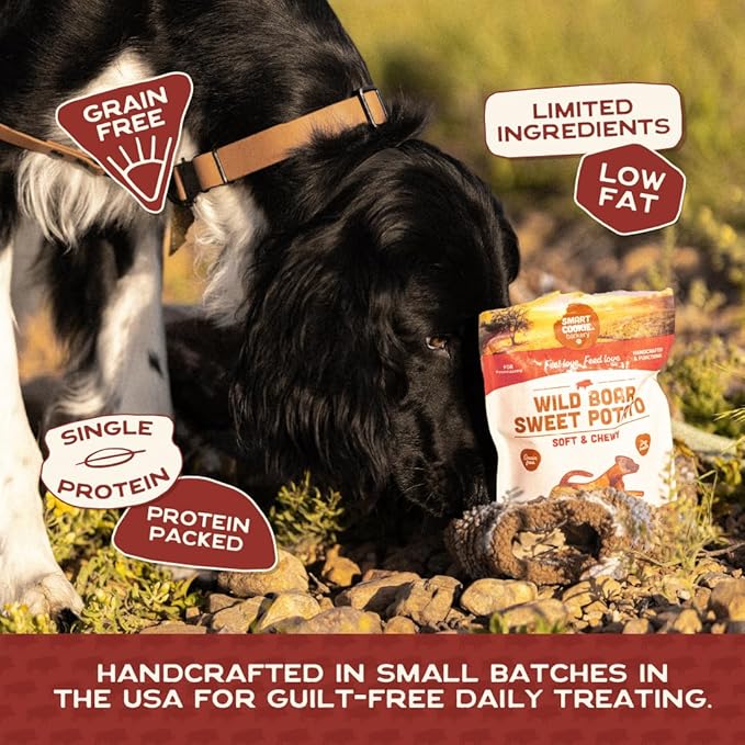 Smart Cookie All Natural Dog Treats - Wild Boar & Sweet Potato - Training Treats for Dogs with Allergies, Sensitive Stomachs - Soft Dog Treats, Chewy, Grain Free, Human-Grade, Made in USA - 5oz Bag