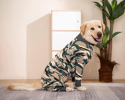 Dog Pajamas Jumpsuit for Medium Large Dogs,Lightweight Pjs Clothes Apparel Onesies,Shirt Size Dogs After Surgery, Full Belly (34 (Chest 35.04 in | Backlength 23.62 in), Green Camo)