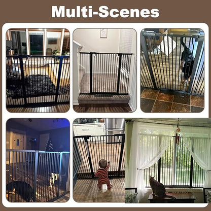 40.55" Extra Tall Dog Gate for Doorways & Stairs, 65.8-68.5" Extra Wide, Pressure Mounted, Auto Close, Black