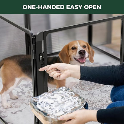 FXW AuraSpace Pro Acrylic Indoor Dog Playpen, Heavy-Duty with Metal Frame, 32" Height 8 Panels for Small and Medium Dogs, Black│Patented