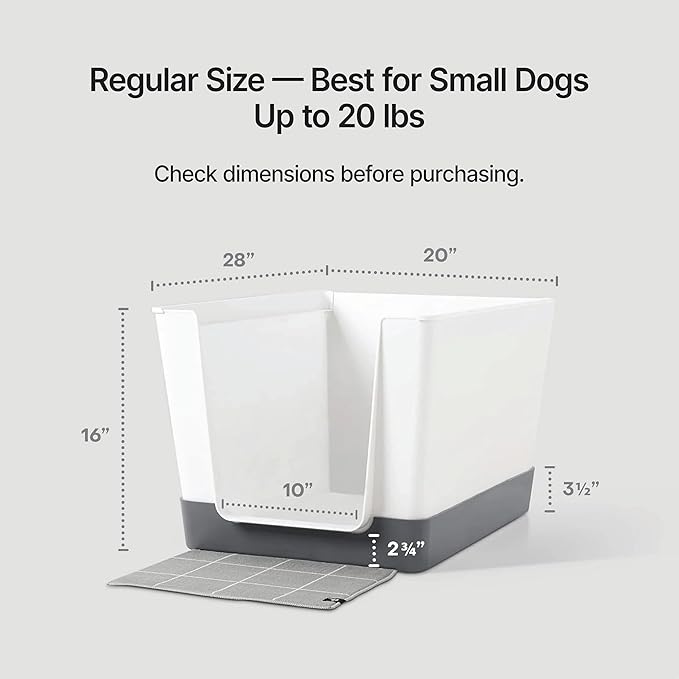 Indoor Dog Potty with High Walls and Low Entry for Small Dogs — Vertical Pad Holder, Splash Guard, and Clean Modern Design by DoggyBathroom (Regular, Navy Blue)