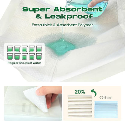 Puppy Pads 50 Count 30"x36" Pee Pads for Dogs Deodorizing Leakproof Quick Drying Dog Pee Pads Super Absorbent Disposable Bamboo Training Pads with Adhesive Tabs