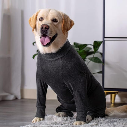 Grey Dog Surgery Recovery Suit, Medium/Large, Onesie, Lightweight Cotton, Pure Grey, Prevents Shedding & Licking, Surgical Wound Protection, Temperature Regulation