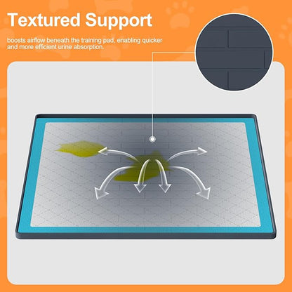 Pee Pad Tray Holder for Dogs,Non-Slip Silicone Dog Puppy Pad Holder,34 x 28 Inche Puppy Potty Training Pads,No Spill Raised Lip High Edge,Portable, Leak-Proof Mat Trays for Indoor Floor Protection