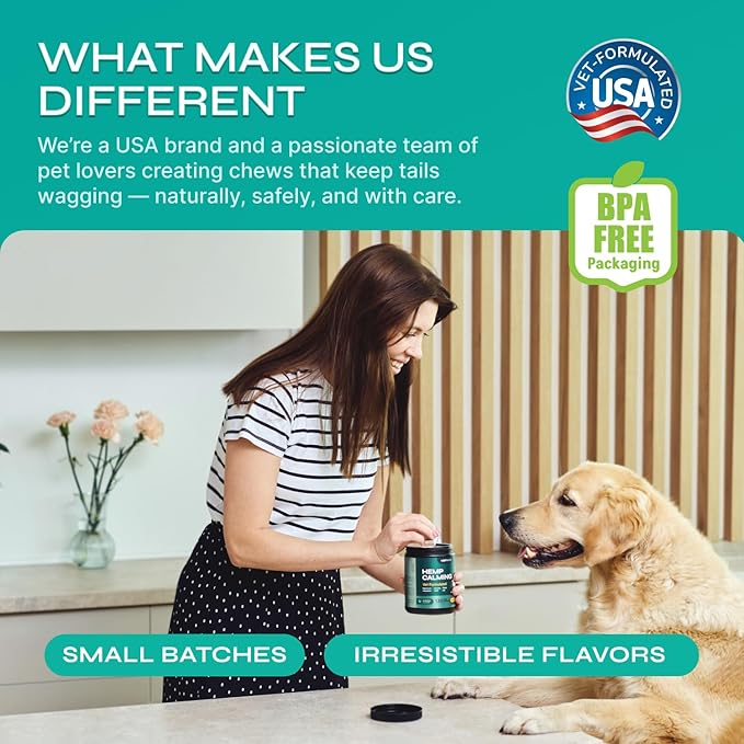 Dog Calming Chews with Hemp - 17,810 mg Hemp Oil per Pack - Soft Calming Chews for Dogs with Melatonin - Relaxation Support for Travel, Grooming, Separation, Thunder, Fireworks - 130 Beef Bites