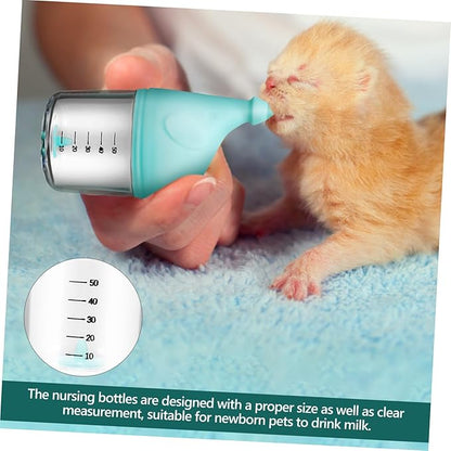 Mikikit 2pcs Pet Nursing Bottles for Newborn Kittens Puppies Safe Milk Feeders with Pressure Control Design for Pets
