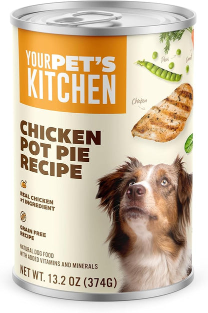 Your PET'S Kitchen Wet Dog Food, Chicken Pot Pie Recipe & Beef Recipe Variety Pack - 13.2 oz Cans (Pack of 12), Made in The USA with Real Chicken