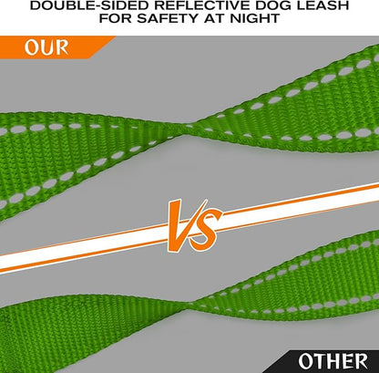 Joytale Dog Leash Heavy Duty for Large Dogs that Pull, Double Handle for Traffic Control, Double-Sided Reflective Leashes for Large Medium Dogs Night Safety, 6FT, Green