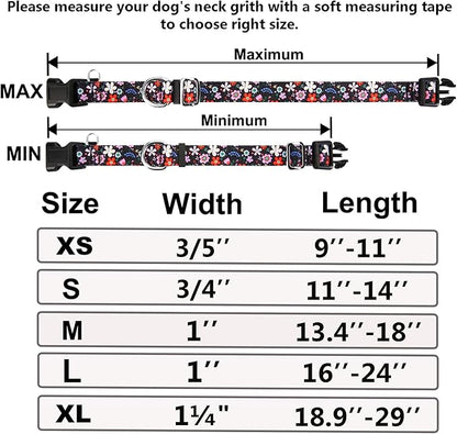Martingale Dog Collar with Buckle Adjustable Nylon Limited Slip No Pull Training Floral Dog Collars (Black Pink Red, XLarge)