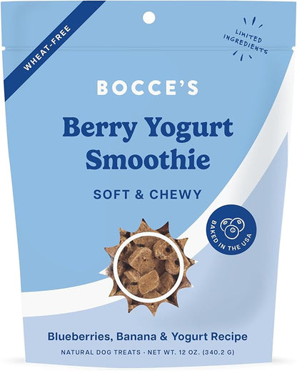 Bocce's Bakery Berry Smoothie Wellness Treats for Dogs, Wheat-Free Everyday Dog Treats, Made with Real Ingredients, Baked in The USA, Natural Soft & Chewy Cookies, 12 oz