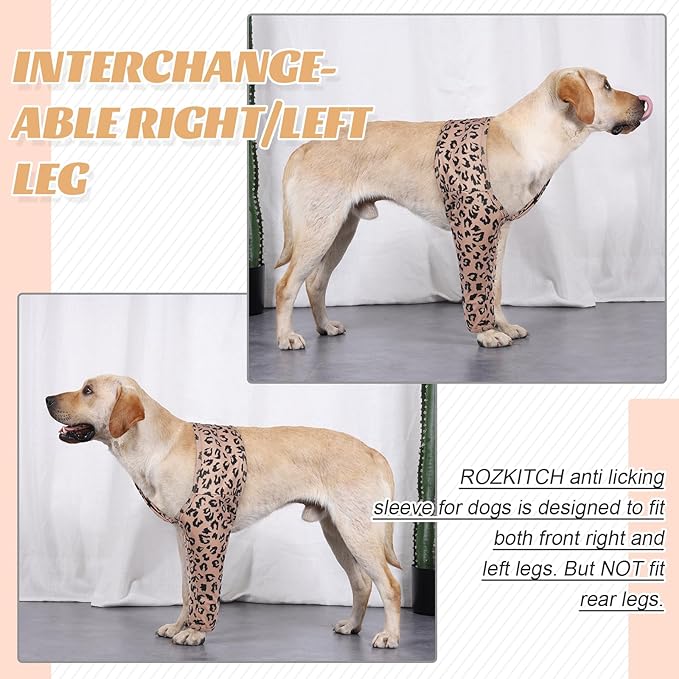 ROZKITCH Dog Surgery Sleeve Front Leg Right Left, Pet Prevent Licking Wound Elbow Knee Protector, Dog Recovery Suit Cone Collar Alternative for Sprain ACL CCL Arthritis Joint Care Brown M
